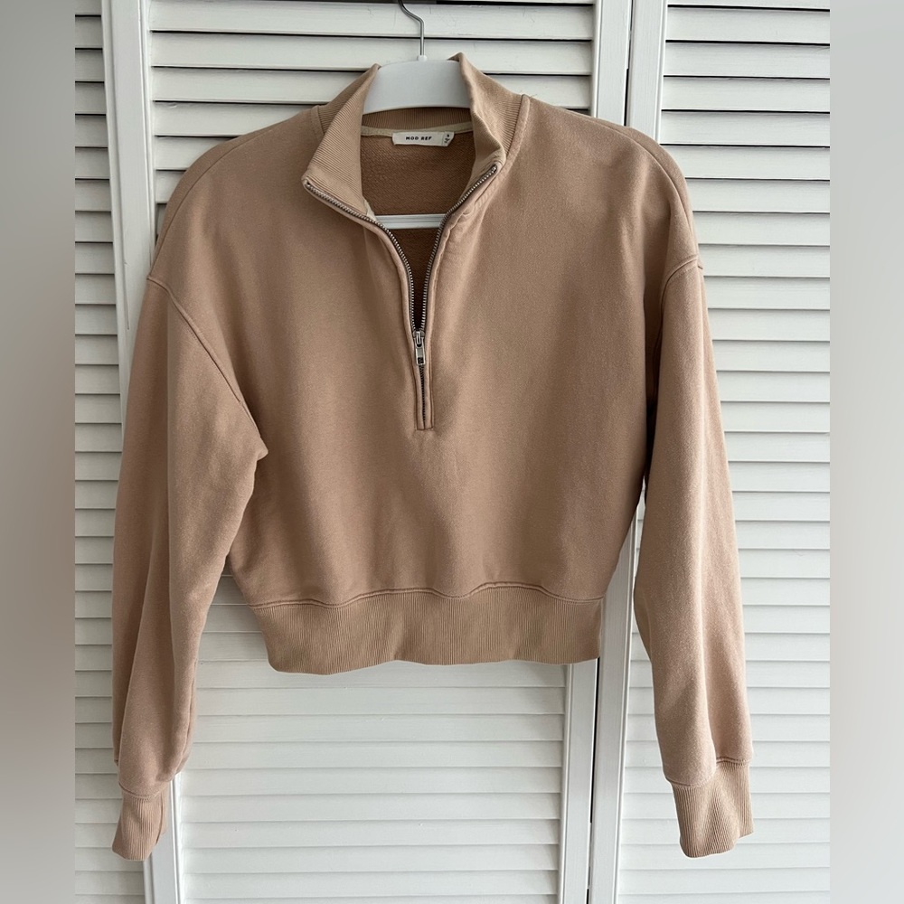Mod Ref Nude Quarter Zip Pullover Sz S